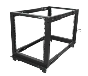 StarTech Open Frame 12U čierny / Stojanový rack / 19" / nastaviteľná hĺbka / nosnosť 544 kg