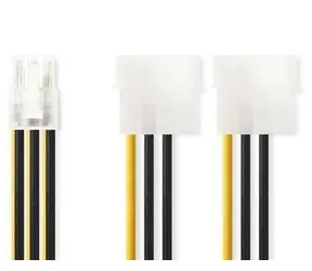 Nedis Napájací kábel 2x Molex - PCI Express čierna / žltá / Napájací kábel / 0,2 m / Pozlátené konektory