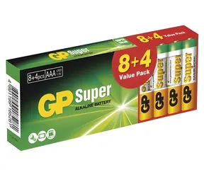 GP Super Alkaline AAA (LR03) 8+4 ks / Alkalická batéria / Mikrotužková