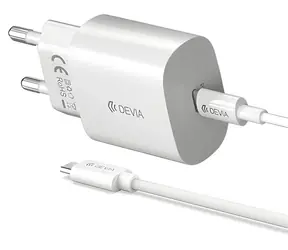 Devia SMART Series PD 25W biela / Sieťová nabíjačka s káblom USB-C / USB-C