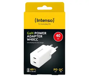 INTENSO W40CC GaN biela / Nabíjačka / 2x USB-C / 40 W