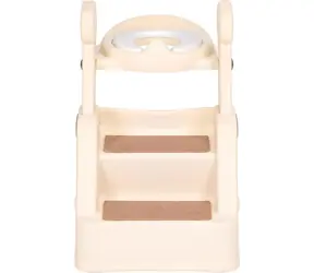 ECOTOYS Záchodová doštička so schodíkmi béžová / Toaletné sedadlo / Nastaviteľná výška / Protišmykové schodíky