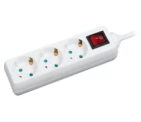 LogiLink predlžovací kábel s vypínačom biela / Zásuvkový blok / 3 zásuvky / 1,4 m / 16 A