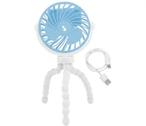 Beper P206VEN431 bielo-modrý / Ručný ventilátor / dobíjací / 3 rýchlosti / LED osvetlenie / USB