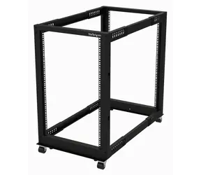 StarTech Otvorený rack 18U mobilný / Otvorený rozvádzač / 19" / 4-stĺpikový / nastaviteľná hĺbka 22-40" / pojazdný