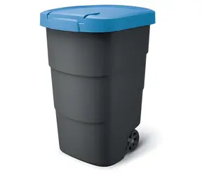 Prosperplast Popolnice Wheeler 90 l antracit s modrým vekom / Plast / Výška 78,3 cm