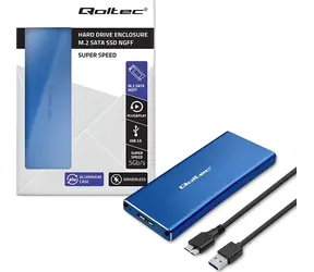 Qoltec púzdro pre M.2 SSD SATA modrá / Púzdro / USB 3.0 / 5 Gbit/s
