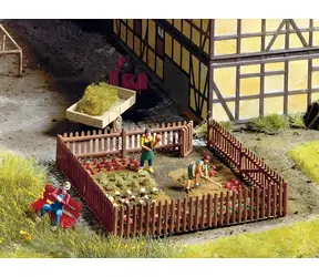 NOCH Sada Záhradný plot hnedá 91 cm / 22 dielov / H0 (mierka 1:87) / od 14 rokov