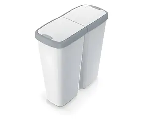 Prosperplast Odpadkový kôš COMPACTA Q DUO popolavá / 50 l / plast / svetlo šedé veko