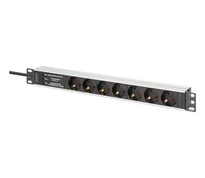 Digitus PDU 19" 7 zásuviek čierna / hliník / Napájacia lišta / 1U / 2m kábel / prepäťová ochrana