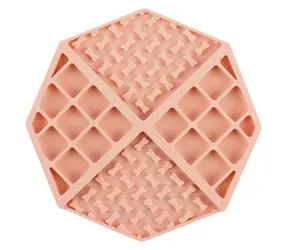 Huhubamboo Lízacia podložka pre psov ružová / Lízacia podložka / Osemuholník / 15x15 cm