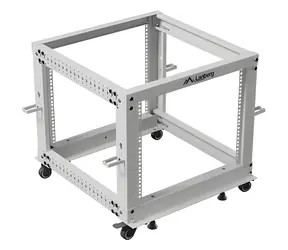 Lanberg Open Rack 9U šedý / Otvorený rack / 19" / 600×600-1100 mm / nastaviteľná hĺbka / nosnosť 600 kg
