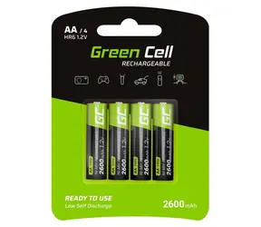 Green Cell Akumulátory AA HR6 2600 mAh / Nabíjacie batérie / NiMH / 1,2 V / 4 ks