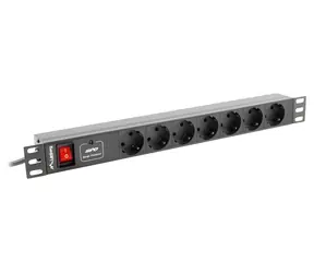 Lanberg PDU čierna / Zásuvková lišta do racku / 1U / 19" / 7x zásuvka Schuko / IEC C14 / 10 A / 2 m