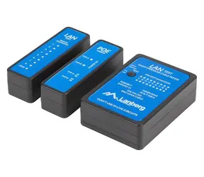 Lanberg tester káblov LAN a PoE čierny / Tester káblov / RJ-45 / RJ-11 / Koax / PoE test / LED indikácia