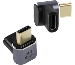 PremiumCord Adaptér USB-C samica - USB-C samec 90 ° hliníkový