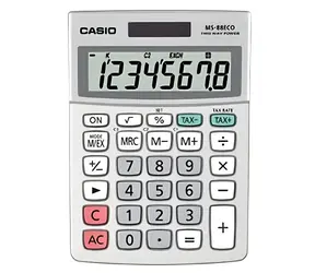 Casio MS-88 ECO / Stolová kalkulačka / 8-miestny displej / solárne a batériové napájanie / recyklovaný plast