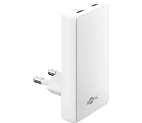 Goobay GaN nabíjačka 90° biela / Sieťová nabíjačka / 2x USB-C / 65W / PD / GaN