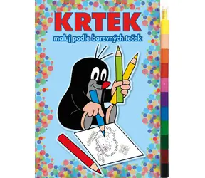 Rappa Omaľovánka Krtko Maľuj podľa farebných bodiek A5 / 8 obrázkov na vykreslenie / Maxi voskovka 11 farieb