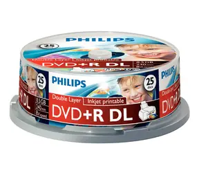 Philips DVD+ R DL 8,5 GB / Médium DVD / 8x / 25 ks / Spindl