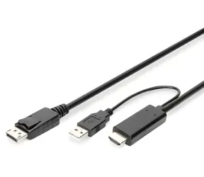 Digitus redukčný kábel HDMI/DisplayPort 2m čierna