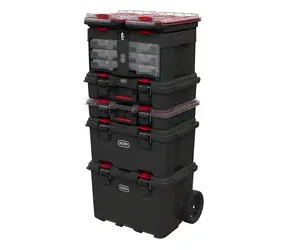 Keter Organizér Stack'N'Roll transparentný, čierna, červená / 10 priehradok / 51,5 x 11,5 x 34,5 cm