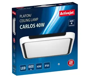 Activejet AJE-CARLOS biela/čierna / Stropné LED svietidlo / 40W / 36x LED / 5000 lm / 4000K / IP20