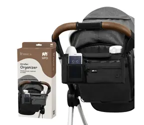 SIPO Organizér na kočík čierny / Multifunkčný / 2x držiak na nápoj / polyester / 4,6 l