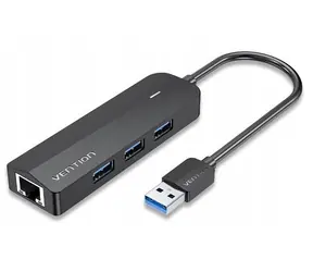 Vention čierna / USB hub 5v1 / 3x USB-A 3.2 Gen 1 / Gigabit Ethernet RJ-45 / 5 Gbit / s