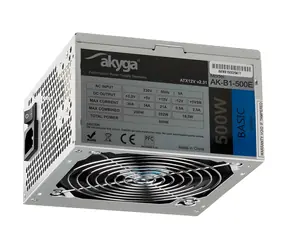 Akyga Basic AK-B1-500E sivá / Zdroj / ATX 2.31 / 500 W / pasívne PFC / 120 mm