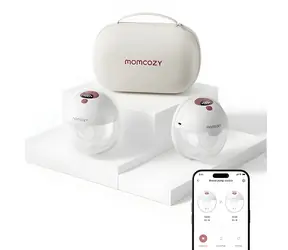 Momcozy M5 červená / Odsávačka materského mlieka / dvojitá / aplikácia / 9 stupňov / USB-C