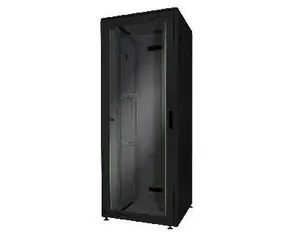Digitus Unique 32HE čierna / Rozvádzačová skriňa / 800x800 mm / 32U / Oceľ / Sklenené dvere