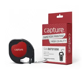 Capture páska do štítkov 12mm čierna na biele / Páska do tlačiarne štítkov / 4 m / kompatibilný Dymo LetraTag