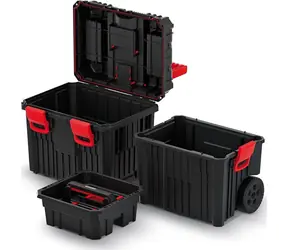 Kistenberg Box na náradie na kolieskach HEAVY čierny / Pojazdný box / 71 l / Plast