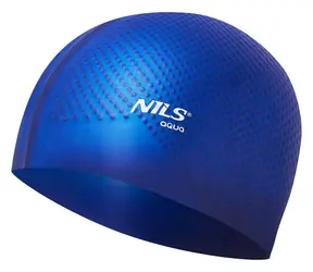 NILS AQUA Plavecká čiapka NQC Dots tmavomodrá / Silikón / Univerzálna veľkosť / Hydrodynamický tvar