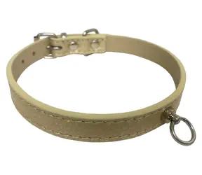 Huhubamboo Metal obojok béžový L / Obojok pre psov / Pre chrty / 16 mm x 31-37 cm