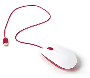Raspberry Pi Mouse biela, červená / Myš / optická / USB / 3 tlačidlá
