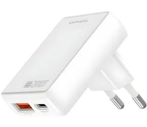 4smarts FlatPlug Duos biela / Sieťová nabíjačka / GaN / USB-C + USB-A / 20 W