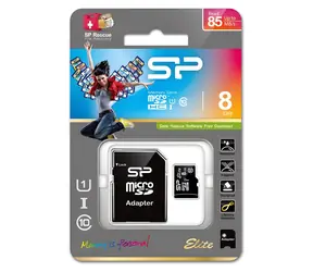 Silicon Power Elite 8GB / Pamäťová karta microSDHC / Class 10 / UHS-I / 85 MB/s / + SD adaptér