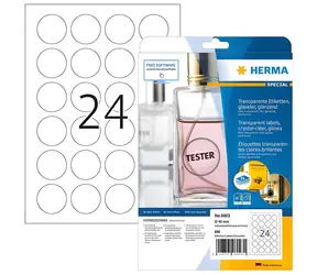 Herma Etikety okrúhle transparentné O 40 mm / Etikety / A4 / lesklé / laser / permanentné / 600 ks