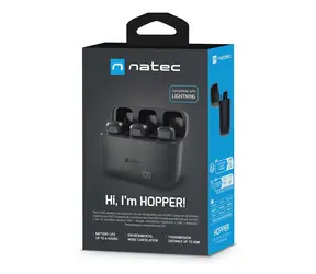 Natec Hopper Lightning čierna (NMI-2256) / Klopový mikrofón / sada 2 ks / bezdrôtový / dosah 30 m / výdrž 4 h