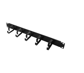 LogiLink Káblový organizér 19" čierny / Káblový organizér / 1U / 5 kovových krúžkov