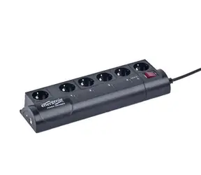 Gembird programovateľná zásuvková lišta 6x USB / Zásuvková lišta / 6 zásuviek / USB nabíjanie / Prepäťová ochrana / 2500 W