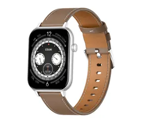 COLMi C28 strieborná, hnedý kožený remienok / Chytré hodinky / AMOLED 1,93 palce / Bluetooth volanie / IP6X