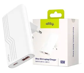 Allity ATC-02-65WAC biela / Sieťová nabíjačka / GaN / 65W / USB-A + USB-C / PD / QC