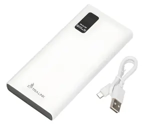 Extralink EPB-067W biela / Powerbanka / 10 000 mAh / 2x USB-A + USB-C / 22,5 W / LED displej