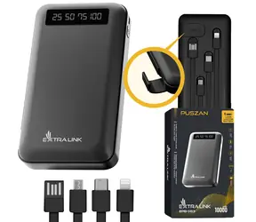 Extralink EPB-083 čierna / Power banka / 10 000 mAh / USB-C / vstavaný displej