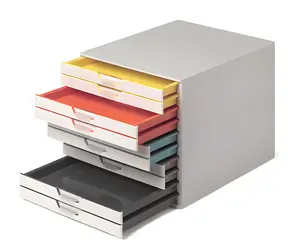 Durable Varicolor 10 viacfarebná, biela / Zásuvková skrinka / 10 zásuviek / plast / stohovateľná