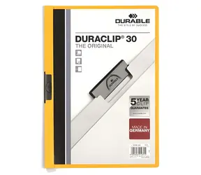 Durable Duraclip Original 30 žltá / Rýchloviazač s klipom / A4 / PVC / 30 listov