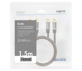 LogiLink Audio kábel 2x RCA - 2x RCA čierny / Audio kábel / 1,5 m